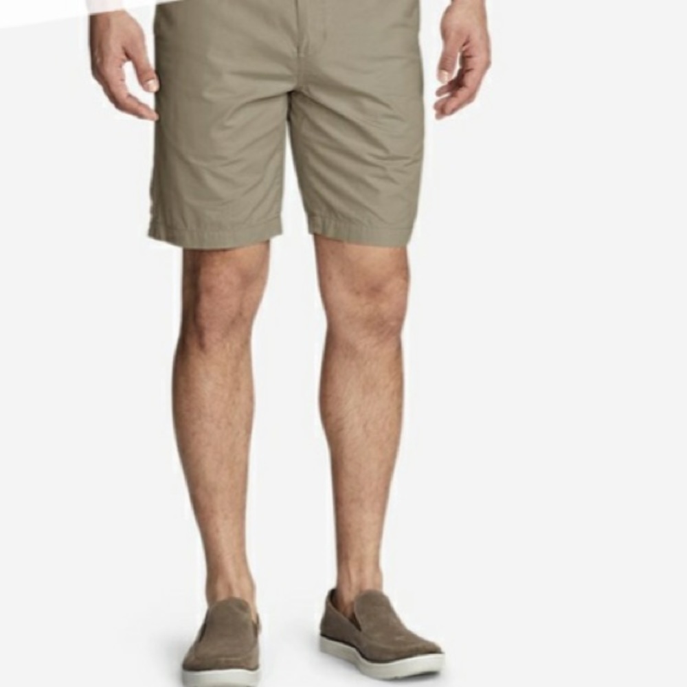 NWT Eddie Bauer Flat Front Shorts Khaki Mercer Fit 100% Cotton